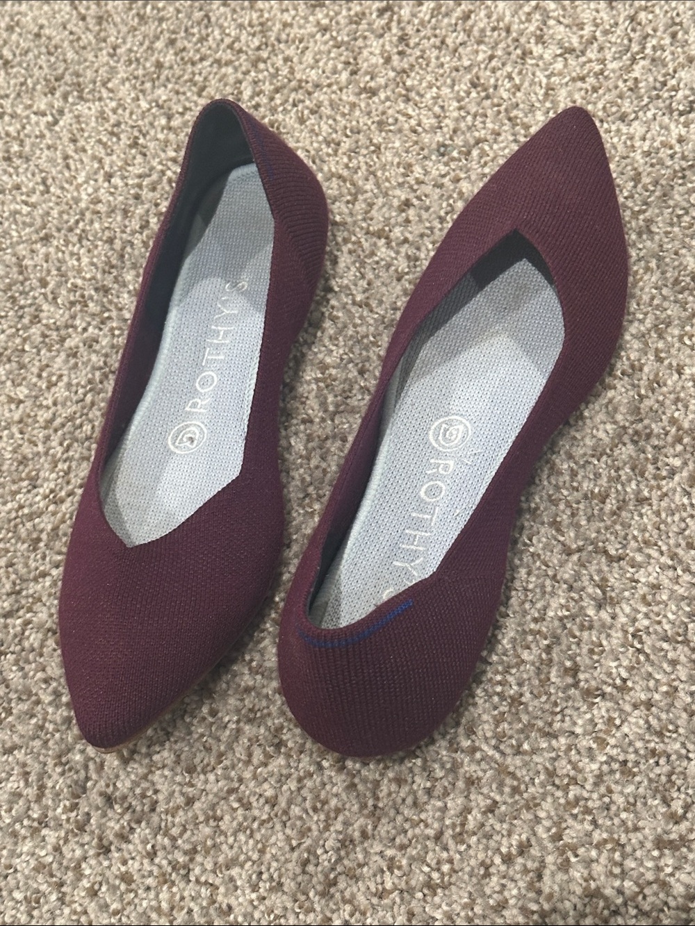 Rothy's Pointed Knit Flats in Burgundy